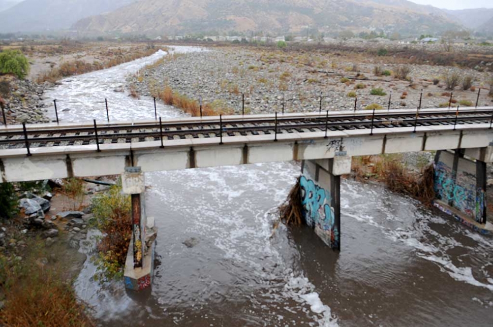 Water is following in the Sespe Creek once again due to the winter storm that began on Monday. This photo was taken near the Old Telegraph Road Rail Trussel Bridge.