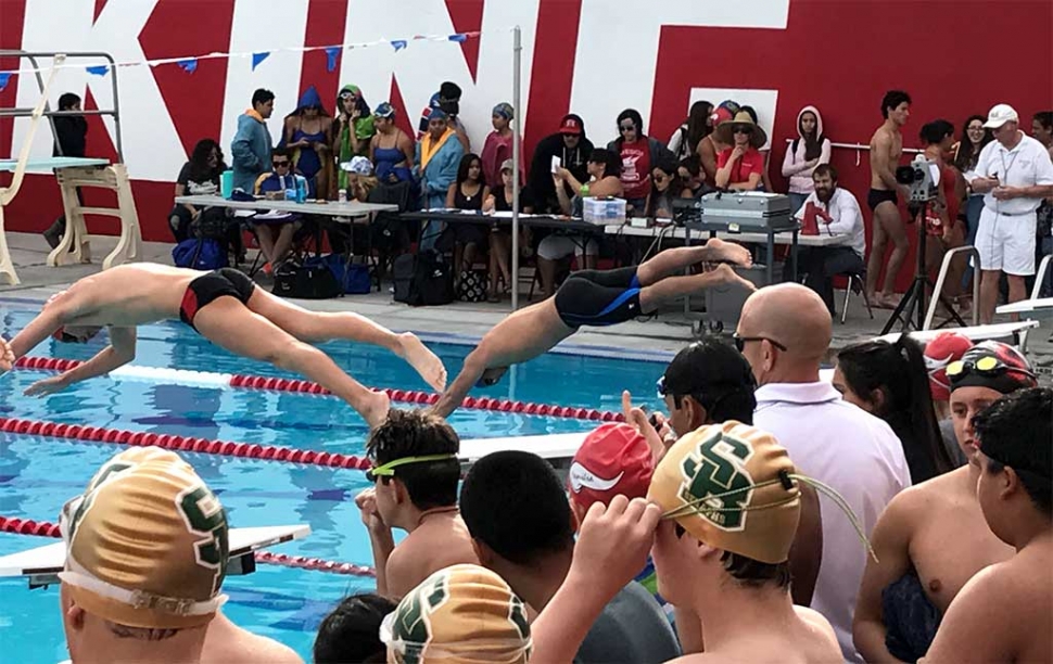 FHS Swim Team participated in the Viking Relay meet on Friday, March 10 at Hueneme High School. Alone with Fillmore, there were teams from Santa Paula, Channel Island, Carpinteria, St. Bonaventure and Hueneme. JV Girls came in first place overall with 34 points. JV Boys placed 5th with 10 points. Varsity Girls tied for 1st with Hueneme with 95 points. Varsity Boys were 4th with 58 points. In the overall combined team scoring FHS Swim team placed second. “This was a good experience for our swimmers. I think they all had fun!” stated Coach Cindy Blatt.