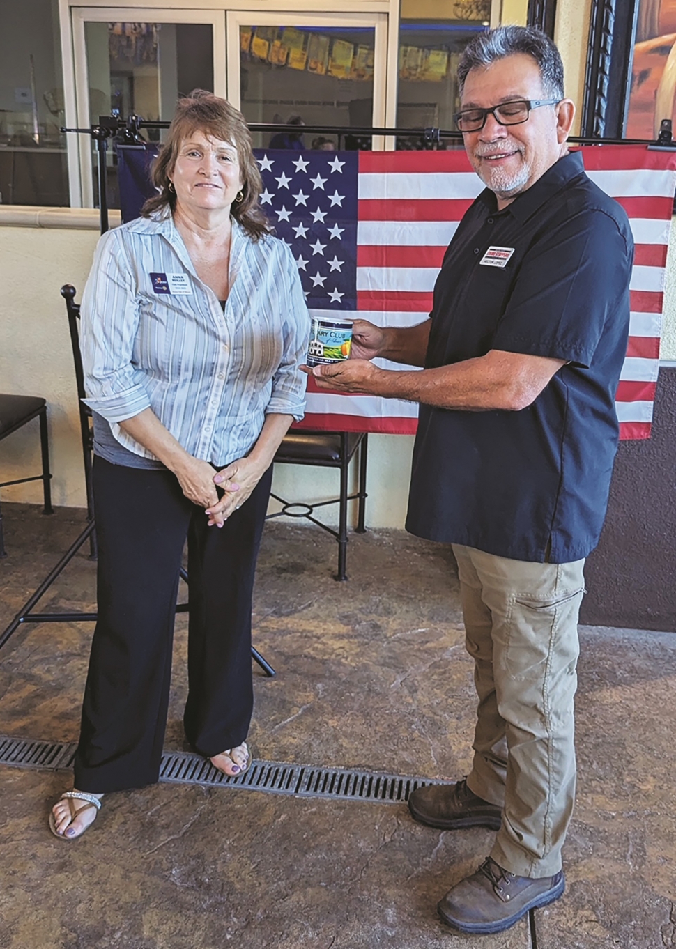 Above is Rotary Club of Fillmore President Anna Reilley with last week’s guest speaker Hector Lopez from Crime Stoppers. Crime Stoppers provides a telephone number, website and mobile app to encourage citizens in the community to volunteer vital information to law enforcement agencies to fight against crime. 1-800-222-8477. Photo credit Martha Richardson.