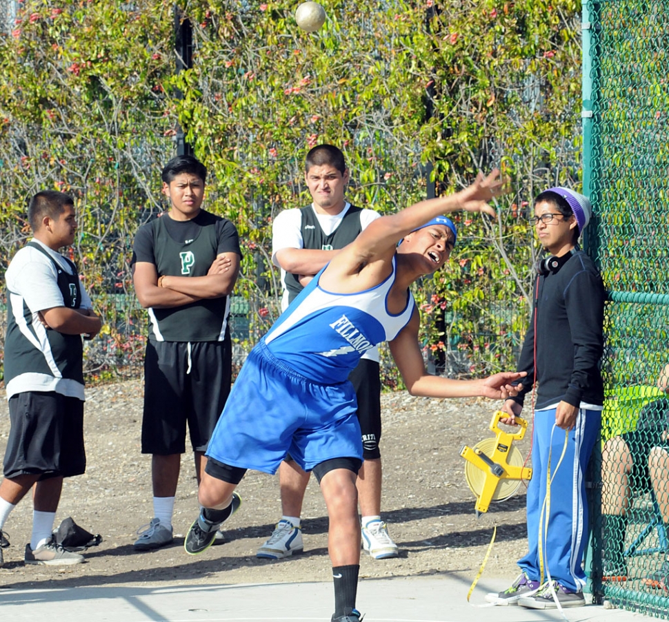 Jose Sanchez competed against Pacifica in the Shot put. Jose is a first year track athlete and his personal best is 37 feet 10 inches.