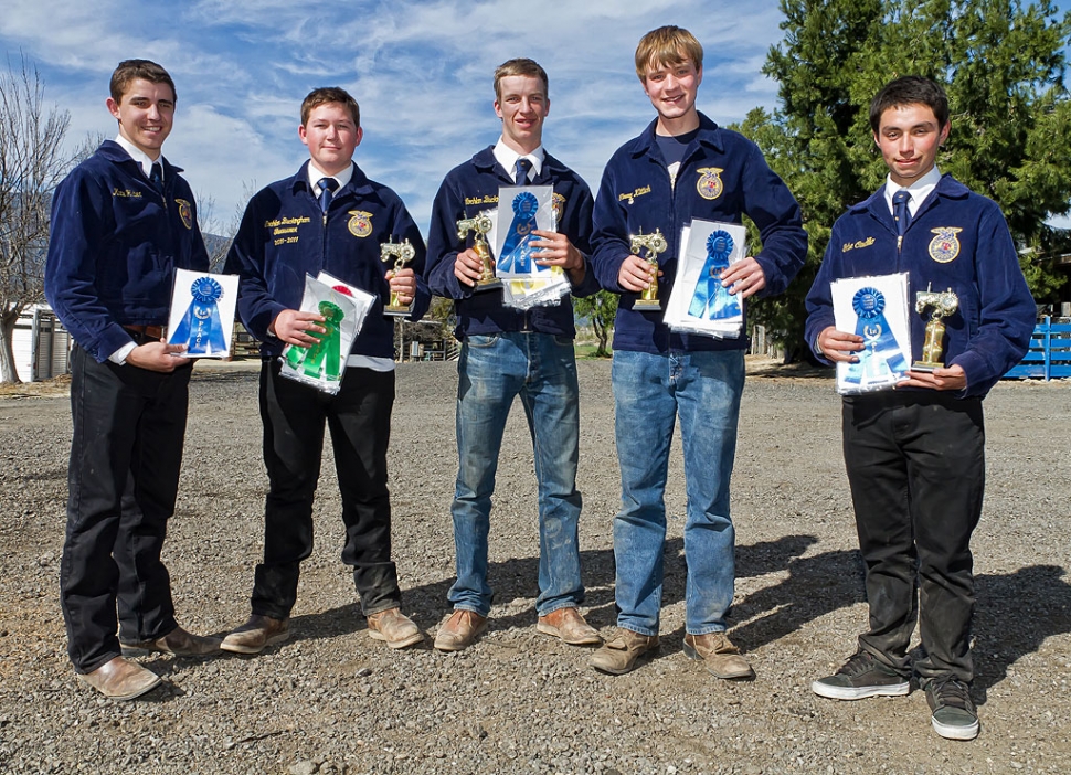 Fillmore FFA held their annual Tractor Pull contest Saturday, February 16. Pictured above are a few of the High Team winners. Pictured (l-r) Kade Huber and Steven Walderon from Santa Maria, Daniel Thorenson - San Luis Obispo, Novice Tractor Driving, Timmy Klittich - Fillmore, Advanced Tractor Driving, and Christian Romero - Carpinteria. Photo’s courtesy of Bob Crum.