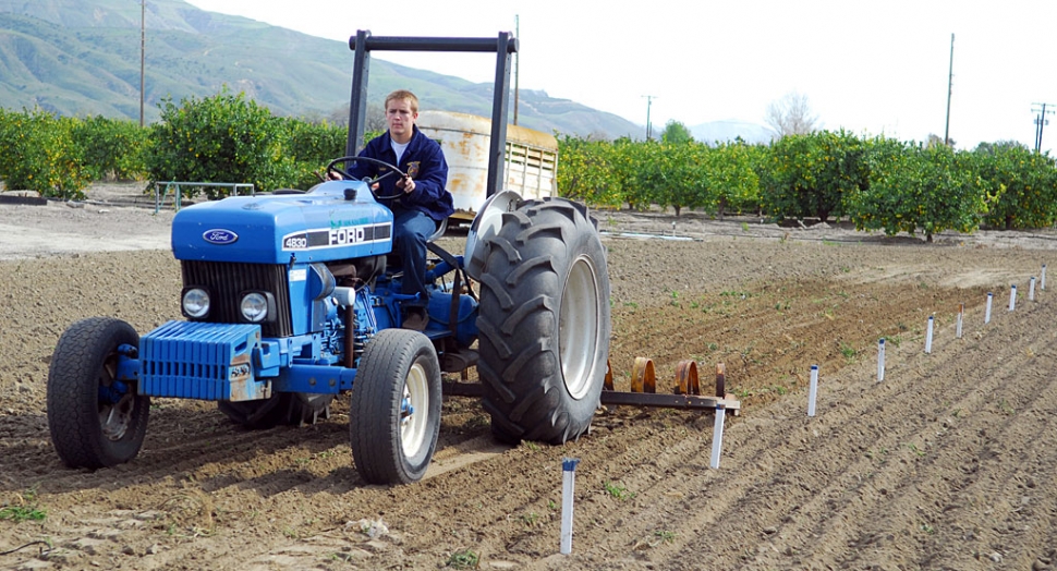 Fillmore High School student Anthony Edwards participates in the “springtooth” cultivating competition during Saturday’s Tractor Pull competition at the School Farm. Edwards placed Third in this competition. Future Farmers of America (FFA) competitors came from Morro Bay, Carpinteria, Santa Maria, and Camarillo to demonstrate their mechanical skills.