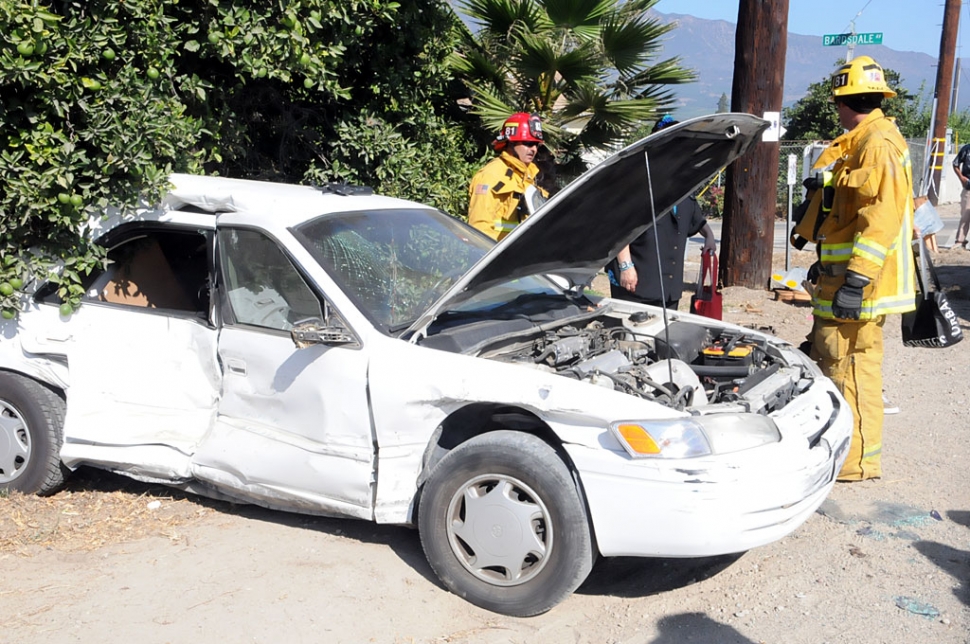A collision in Bardsdale took place about noon Friday, at the intersection of Sespe Street and Bardsdale Avenue. A Dodge 3500 pickup struck a four-door sedan. One female passenger in the sedan was transported by ambulance to a local hospital. No other personal injuries were reported. The pickup suffered minimal damage to the front end. The car sustained significant damage to the right-center.