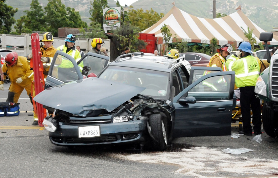 On May 8, 2011, at approximately 3:30 p.m., an accident occurred between a semi and a passenger vehicle resulting in two people being transported to Ventura County Medical Center, one transported by ambulance and the other by helicopter.