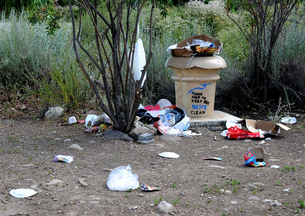 If you are enjoying the beauty of the Sespe Creek with your friends and family, please keep it clean! Pictured is a mess left behind by some visitors.