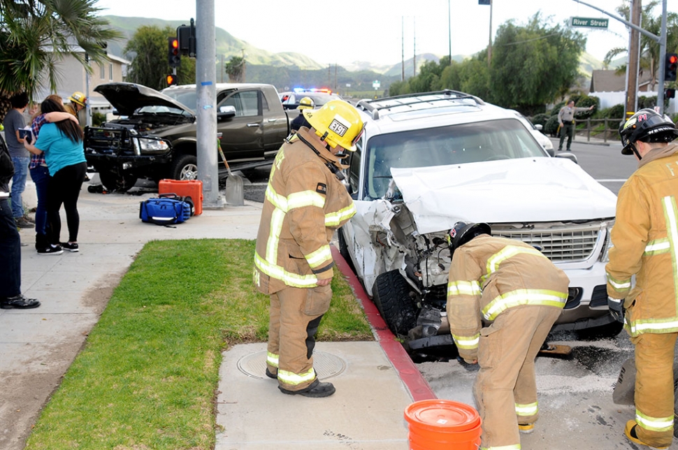 On Friday, March 8th at 4:18 p.m., a white Ford SUV and a Ram 3500 truck collided at the corner of River & A Streets. Fillmore Police and Fire quickly blocked off the streets and redirected traffic while crews cleared the accident. No reported injuries at the time of the accident; cause is still under investigation.