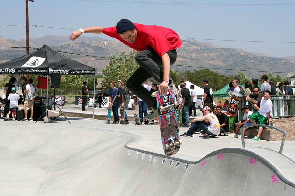 unknown skater doing a nose grab.