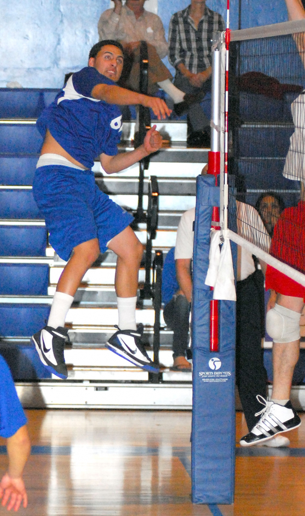 Chris De La Paz slams the ball against Bishop Diego, De La Paz also had 10 kills in the game. Nick Paz #2 had 18 assists.