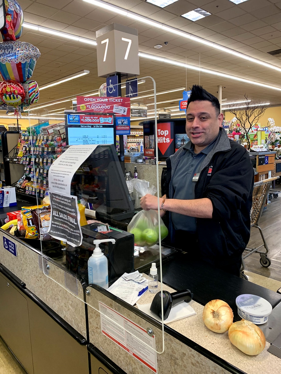 Vons has installed plexiglass sneeze guards at each cashiers’ station to help stop any spread of the COVID-19 virus.