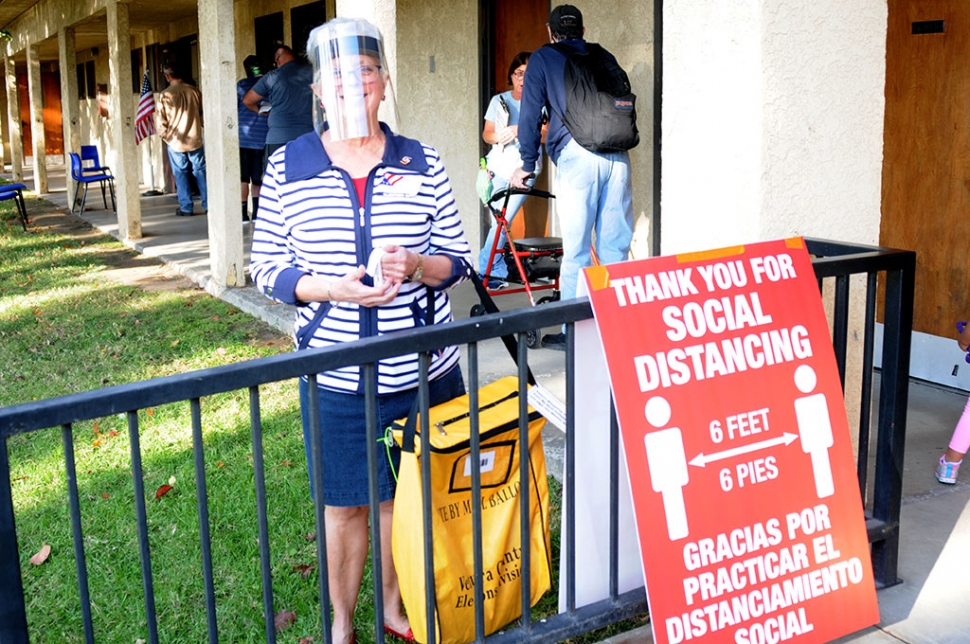 Helper Rhonda Taylor was posted outside for those who did not wish to go inside the building.