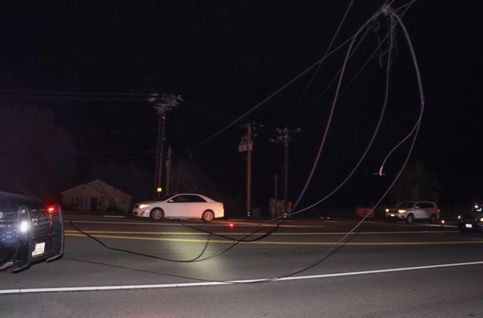 On Monday, February 13, at 9:58pm, the California Highway Patrol, Ventura County Fire, and Ventura County Sheriff's Department were on the scene of communication wires down on SR-126 & Howe Road, Piru. Arriving firefighters reported downed communication wires (Spectrum) hanging in between westbound and eastbound SR-126 , with officers shutting one lane in both directions. VC fire crews investigated the downed cables; it is unknown what caused the wires to collapse, no traffic collision took place. SR-126 was reopened before 11:30pm. Photo credit Gazette photographer Angel Esquivel-AE News.