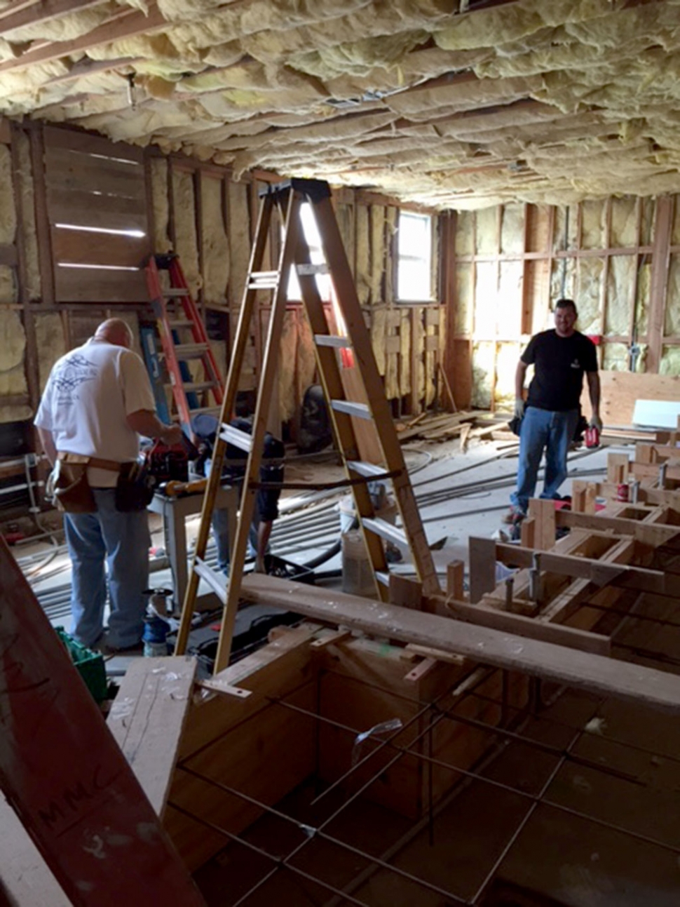 Wires being pulled in the new prospective Teen Study center.