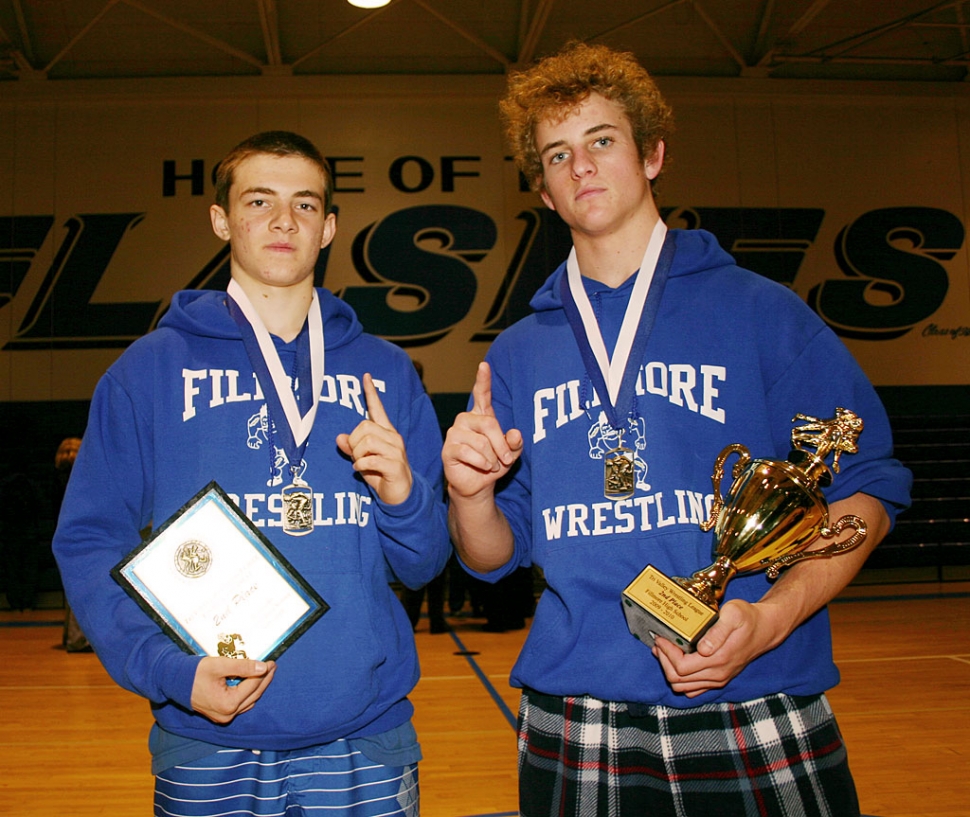 (l-r) Mark Zavala and Christian Conaway, Tri Valley League Wrestling Champions.