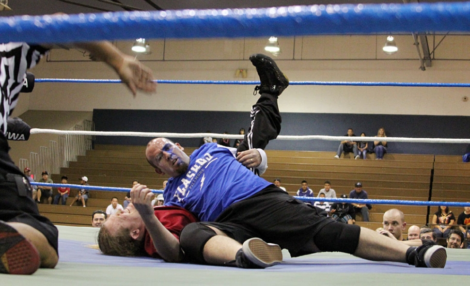 Joey Golson of Fillmore pinned down his opponent during the main event at the Fillmore Little League Wrestling fundraiser held Saturday, November 6, at the Middle School. The event was enjoyed by many.