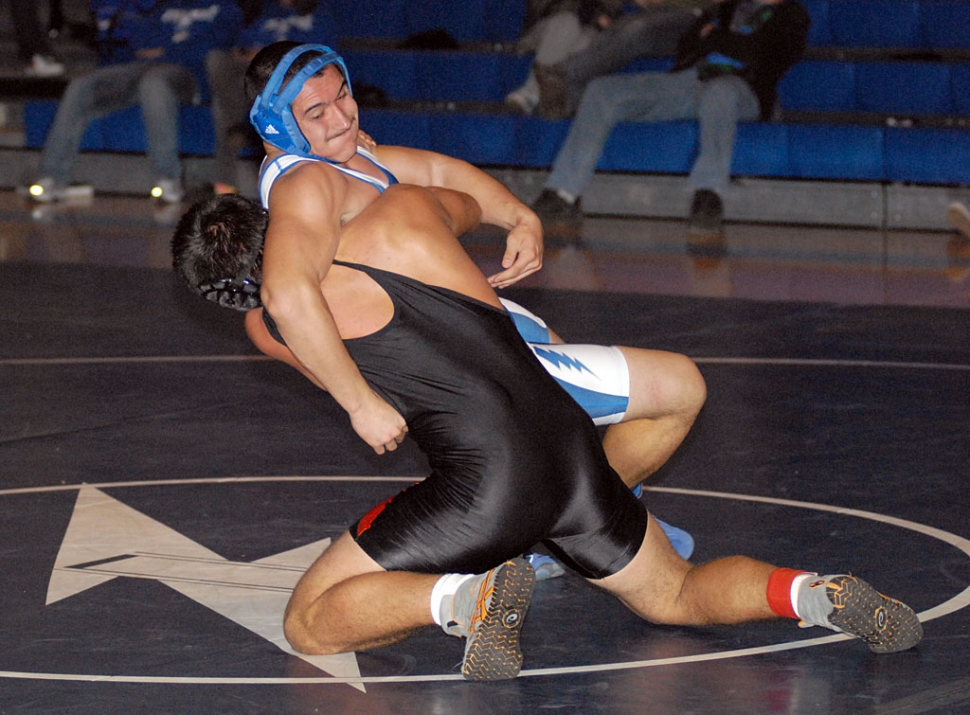 Sammy Orozco wrestles his opponent during last Wednesday match.