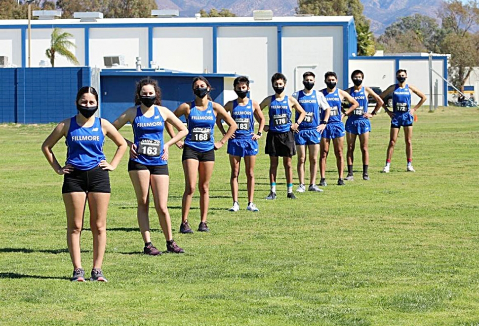 Fillmore High Cross Country Team competed along with three other teams this past Saturday. Pictured above is the FHS Cross Country team. (l-r) Andrea Laureano, Daisy Guerrero, Alianna Tapia, Michael Camilo Torres, Erick Gutierrez, Kobe Lizarraga, Matthew Munoz, Diego Ramirez, and Fabian Del Villar. As a result of the COVID-19 pandemic the team has not competed since November 2020, but with some special arrangements by all they were able to still be successful. Photos Courtesy of Michael Torres.