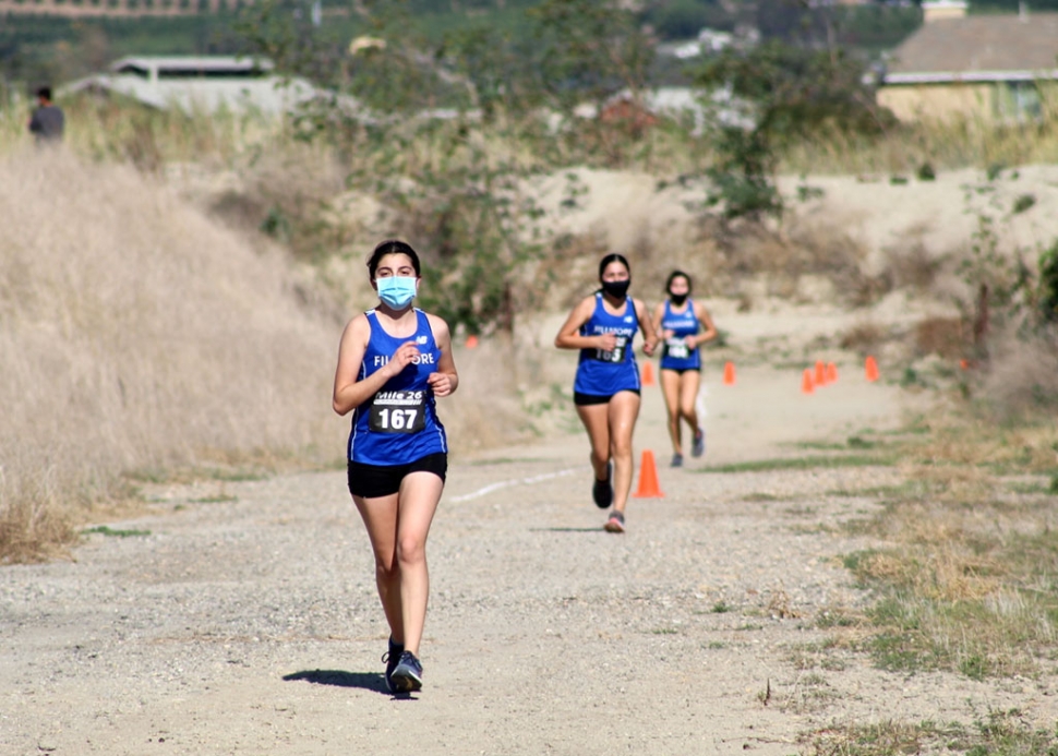 Saturday, February 27th, the Flashes Cross Country team competed on their home turf at the Fillmore School Farm. Pictured above are Sofia Rodriguez and Andrea Laureano who led in the girls races for Fillmore along with teammates Angelica Herrera, Daisy Guerrero and Camila Rodriguez following. Photos Courtesy Michael Torres. 