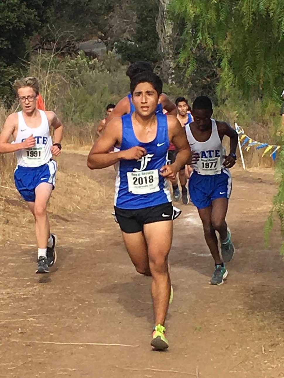 FHS Cross Country’s Jorge Acevedo competing at the Lake Casitas Course in Ojai. Photo courtesy Kim Tafoya.