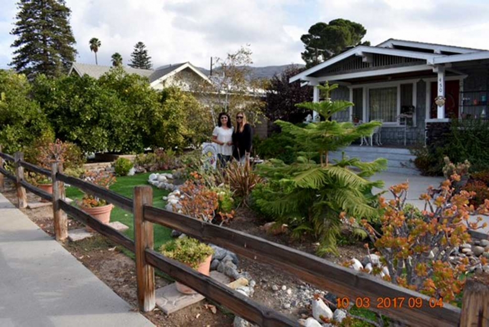 Pictured (l-r) is Mimi Burns and Civic Pride representative Ari Larson standing in the “Friendship Garden,” which was awarded Fillmore Civic Pride’s Yard of the Month for September 2017.